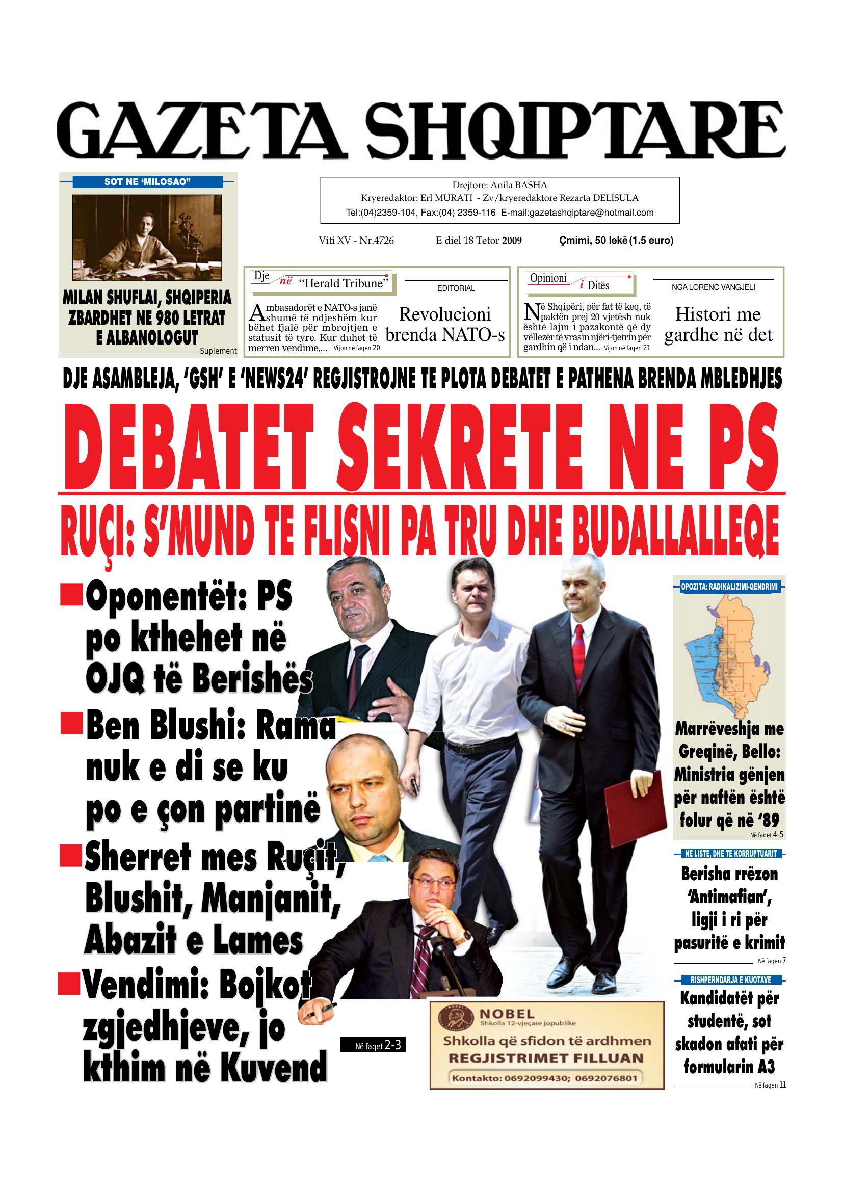 Gazeta Shqiptare 2009-10-18